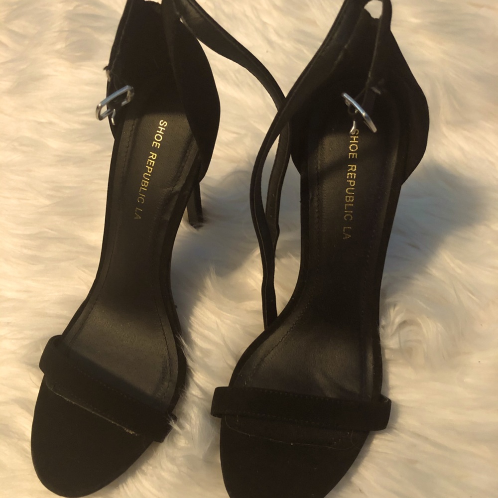 Black suede - high heeled sandals
